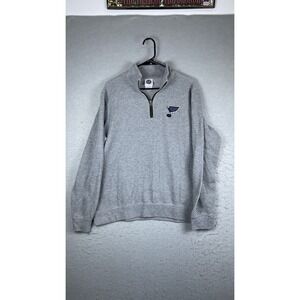 St Louis Blues Sweatshirt Mens Large Gray NHL Hockey Fleece Quarter Zip Pullover